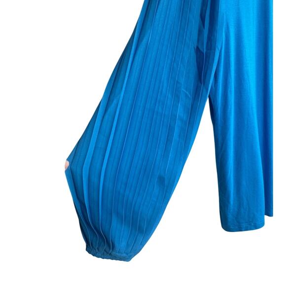 Talbots Women’s Blue Long Sleeve Top Balloon/Pleated Sleeve - Picture 2 of 5